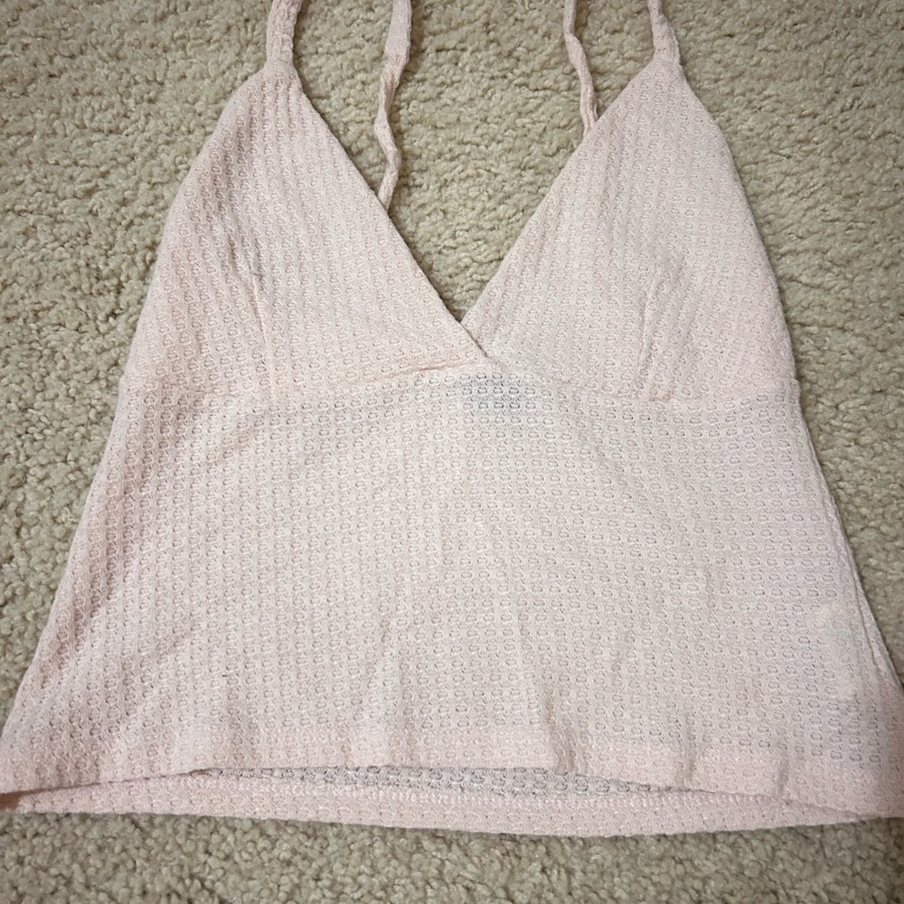 Pink Textured Crop Top
